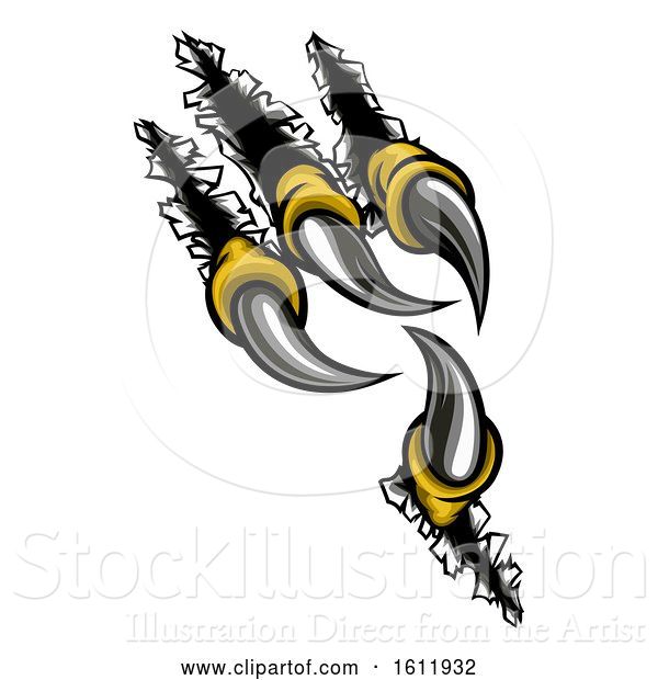Vector Illustration of Eagle Claw Ripping Through Background