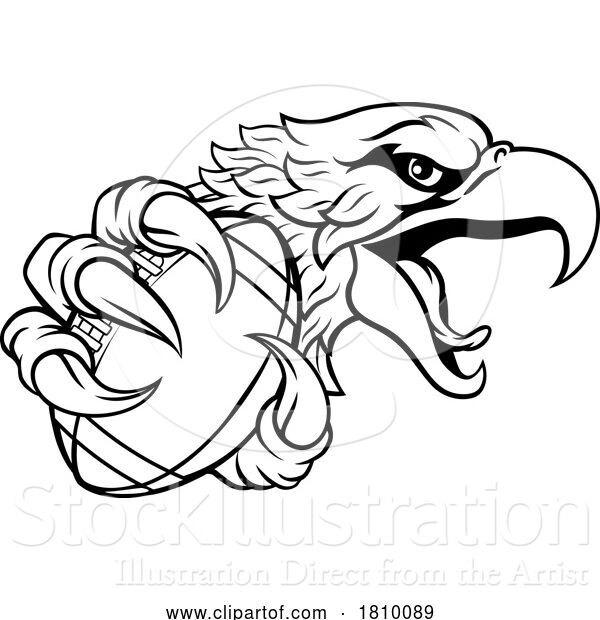 Vector Illustration of Eagle Hawk American Football Ball Mascot