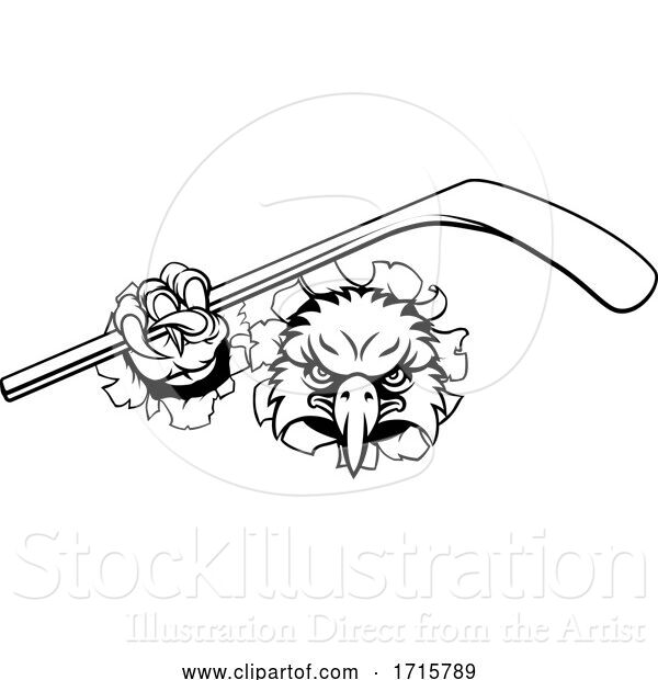 Vector Illustration of Eagle Ice Hockey Player Animal Sports Mascot