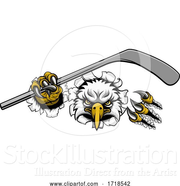 Vector Illustration of Eagle Ice Hockey Player Animal Sports Mascot