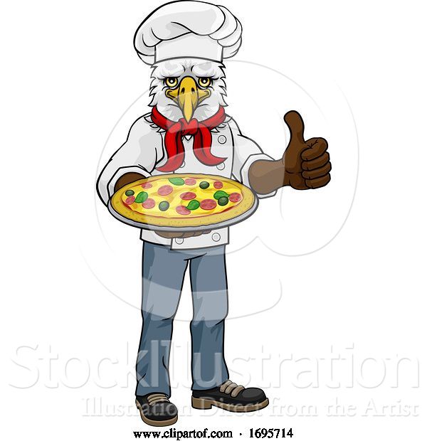 Vector Illustration of Eagle Pizza Chef Restaurant Mascot