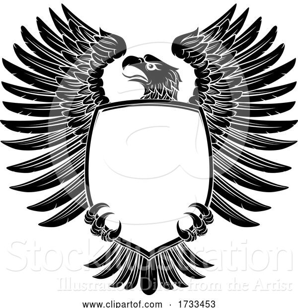 Vector Illustration of Eagle Shield Vintage Engraved Woodcut Style