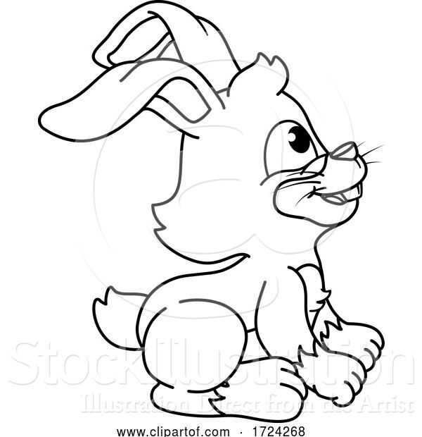Vector Illustration of Easter Bunny Coloring Book Black and White