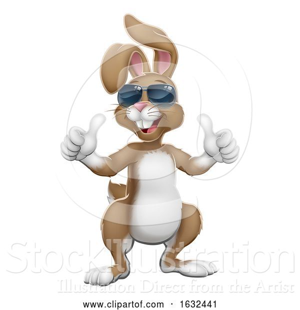 Vector Illustration of Easter Bunny Cool Rabbit Giving Thumbs up
