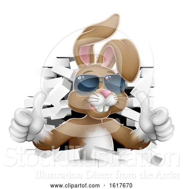 Vector Illustration of Easter Bunny Cool Rabbit Sunglasses Thumbs up