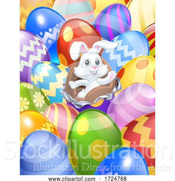 Vector Illustration of Easter Bunny Eggs Background