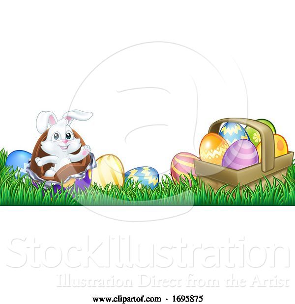 Vector Illustration of Easter Bunny Rabbit Chocolate Eggs