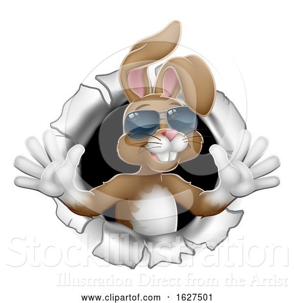 Vector Illustration of Easter Bunny Rabbit in Shades Breaking Background