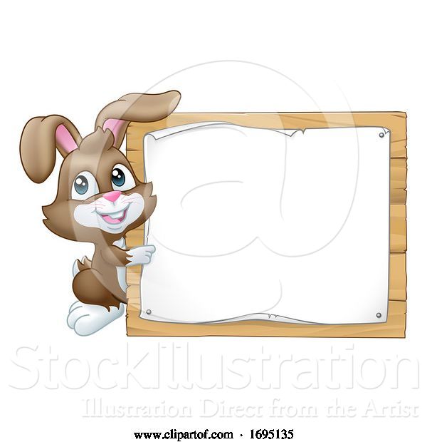 Vector Illustration of Easter Bunny Rabbit Sign Background