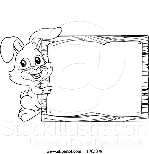 Vector Illustration of Easter Bunny Rabbit Sign Background