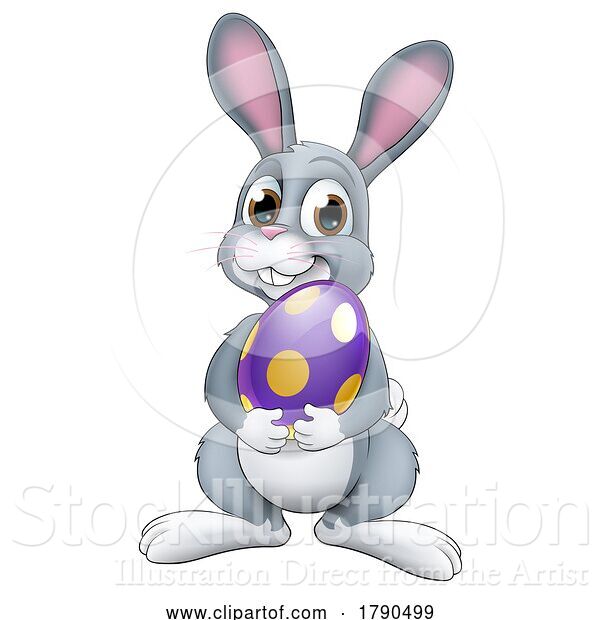 Vector Illustration of Easter Bunny Rabbit with Easter Egg