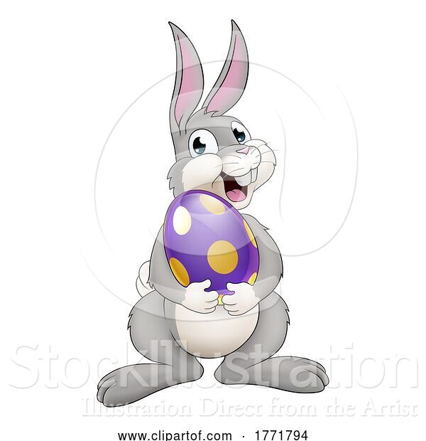 Vector Illustration of Easter Bunny Rabbit with Giant Egg