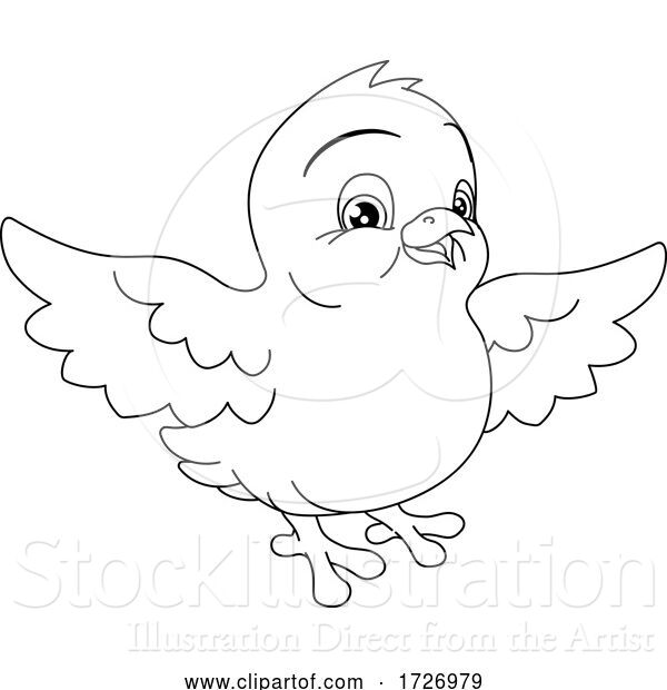 Vector Illustration of Easter Chick Coloring Book Black and White