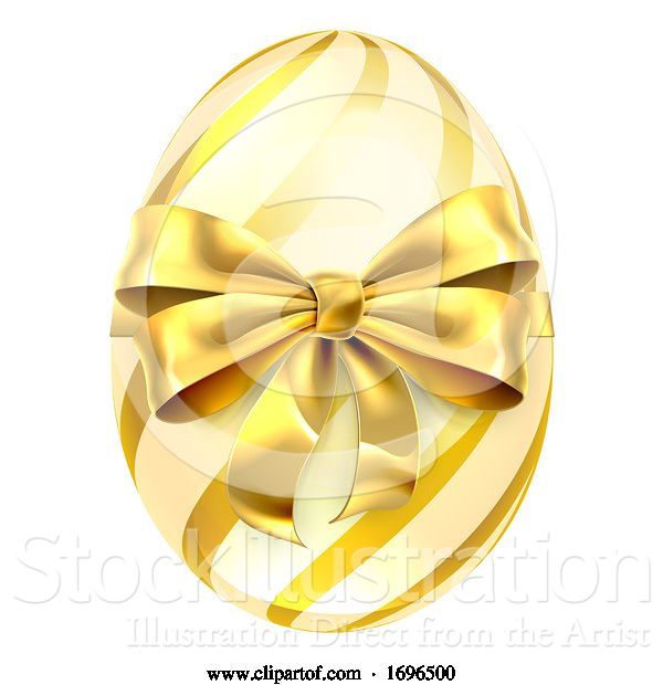 Vector Illustration of Easter Egg Gold Bow Ribbon Design