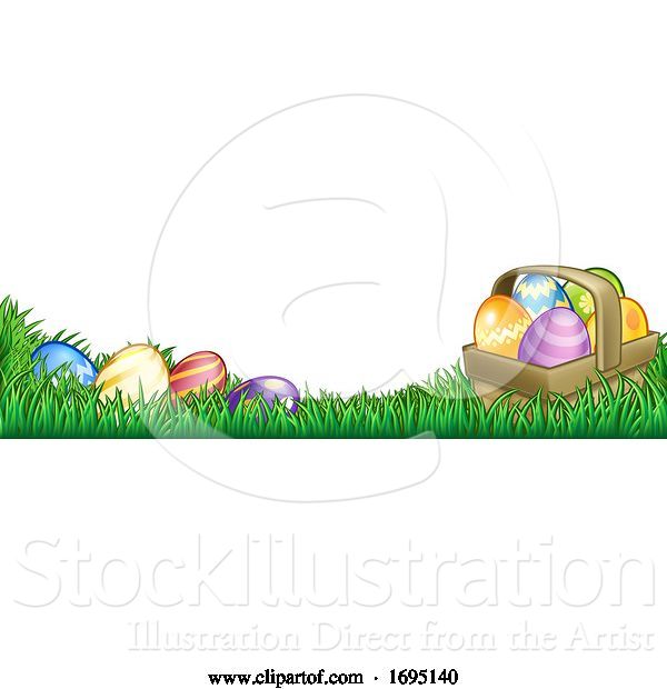 Vector Illustration of Easter Eggs Basket Background