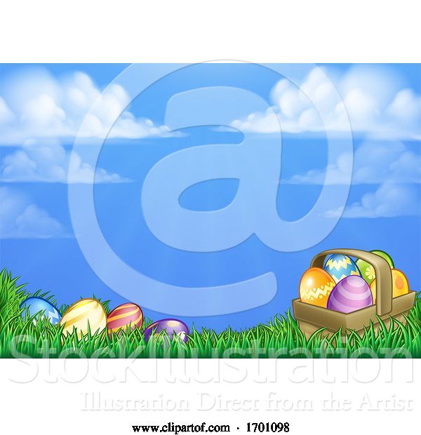 Vector Illustration of Easter Eggs Basket Background