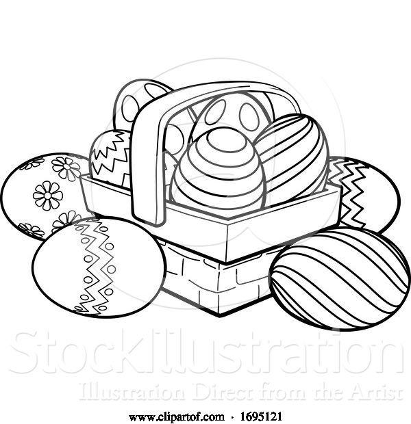 Vector Illustration of Easter Eggs Basket Hamper