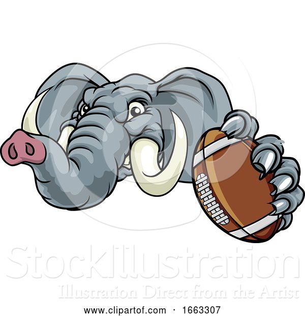 Vector Illustration of Elephant American Football Ball Sports Mascot