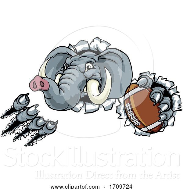 Vector Illustration of Elephant American Football Ball Sports Mascot