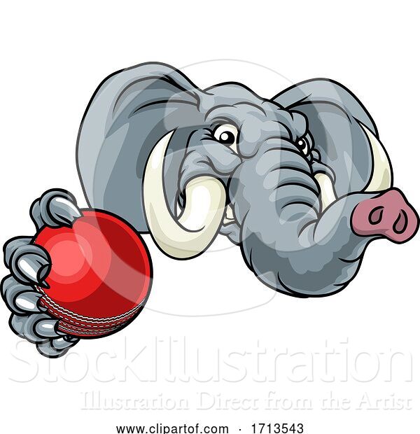 Vector Illustration of Elephant Cricket Ball Sports Animal Mascot