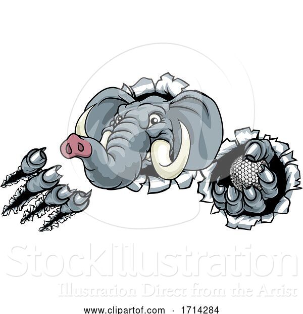 Vector Illustration of Elephant Golf Ball Sports Animal Mascot