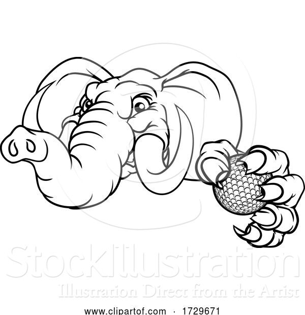 Vector Illustration of Elephant Golf Ball Sports Animal Mascot