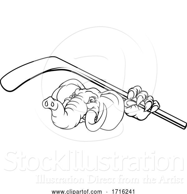 Vector Illustration of Elephant Ice Hockey Player Animal Sports Mascot