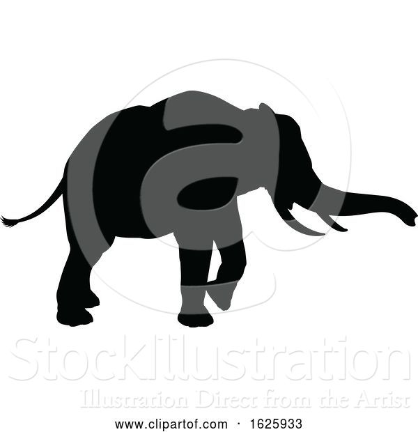 Vector Illustration of Elephant Safari Animal Silhouette