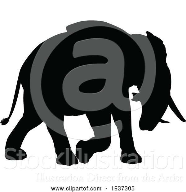 Vector Illustration of Elephant Safari Animal Silhouette