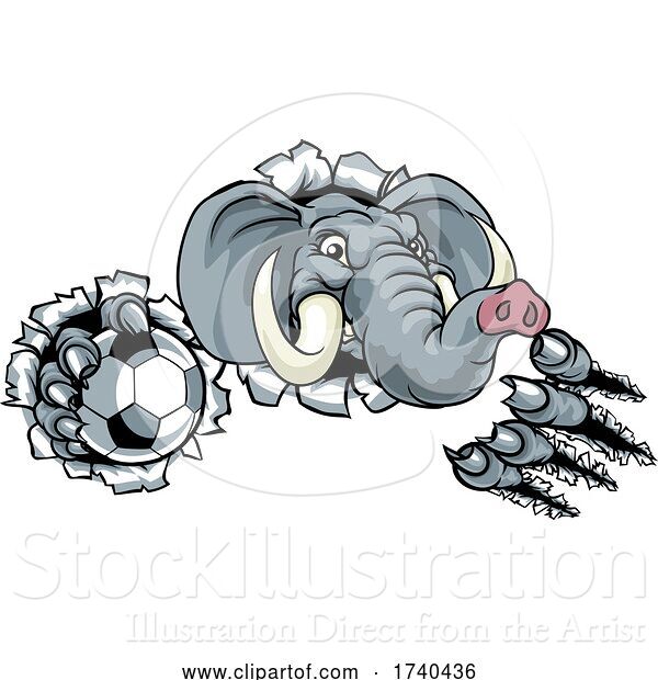 Vector Illustration of Elephant Soccer Football Ball Sports Animal Mascot