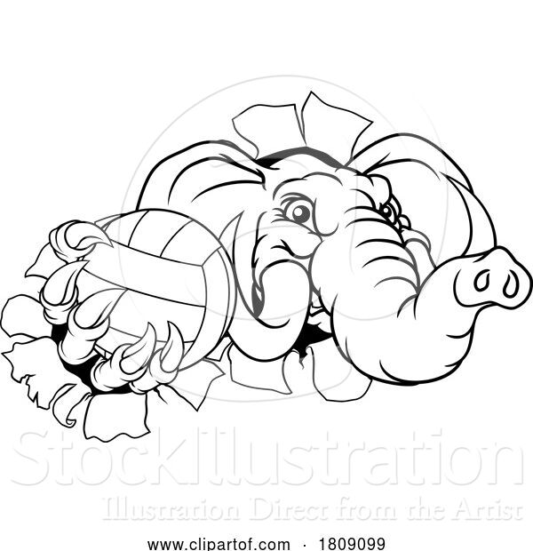 Vector Illustration of Elephant Volleyball Volley Ball Animal Mascot