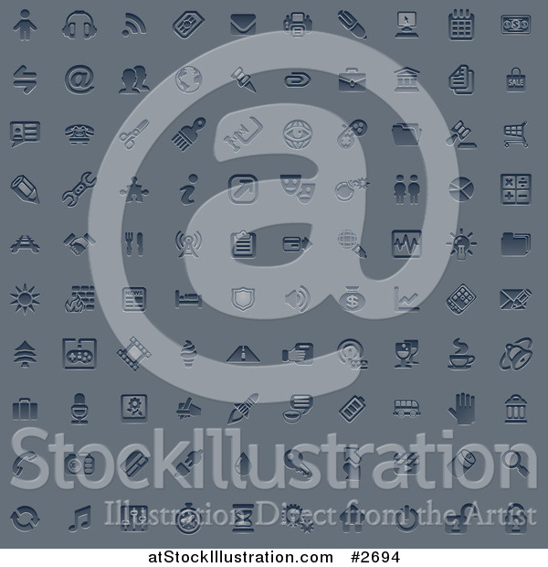 Vector Illustration of Embossed Blue Internet or Web Browser Icons