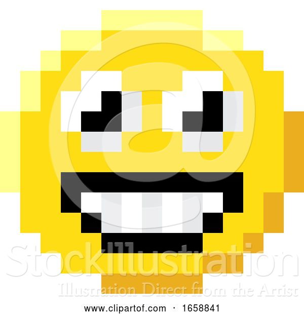 Vector Illustration of Emoticon Face Pixel Art 8 Bit Video Game Icon