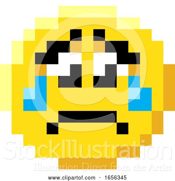 Vector Illustration of Emoticon Face Pixel Art 8 Bit Video Game Icon
