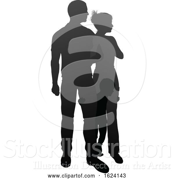 Vector Illustration of Family Detailed Silhouette