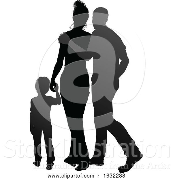 Vector Illustration of Family Detailed Silhouette