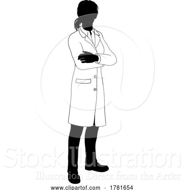 Vector Illustration of Female Scientist Engineer Lady Silhouette Person
