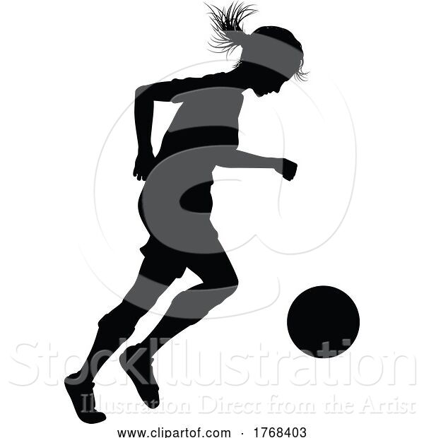 Vector Illustration of Female Soccer Football Player Lady Silhouette