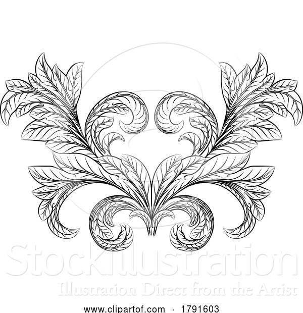 Vector Illustration of Filigree Heraldry Floral Baroque Design Element