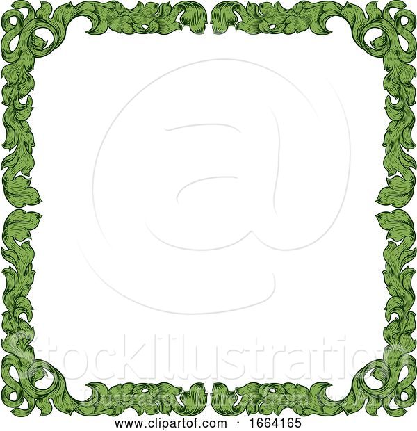 Vector Illustration of Filigree Heraldry Leaf Pattern Floral Border Frame