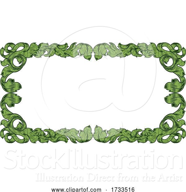 Vector Illustration of Filigree Heraldry Leaf Pattern Floral Border Frame