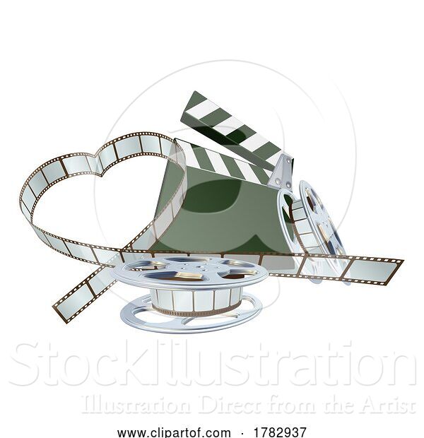 Vector Illustration of Film Movie Reel Strip Clapperboard Cinema Concept