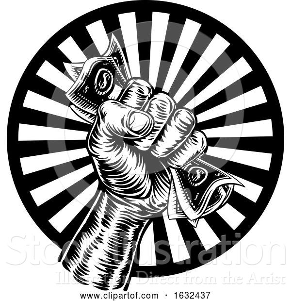 Vector Illustration of Fist Hand Holding Cash Money