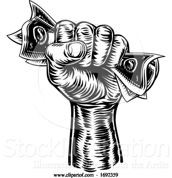 Vector Illustration of Fist Hand Holding Cash Money