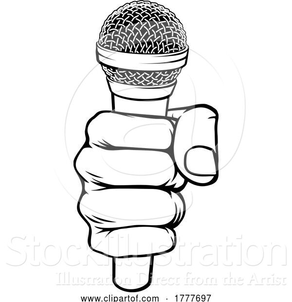 Vector Illustration of Fist Hand Holding Mic Microphone Icon