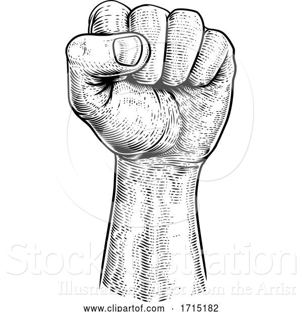 Vector Illustration of Fist in the Air Vintage Propaganda Poster Style