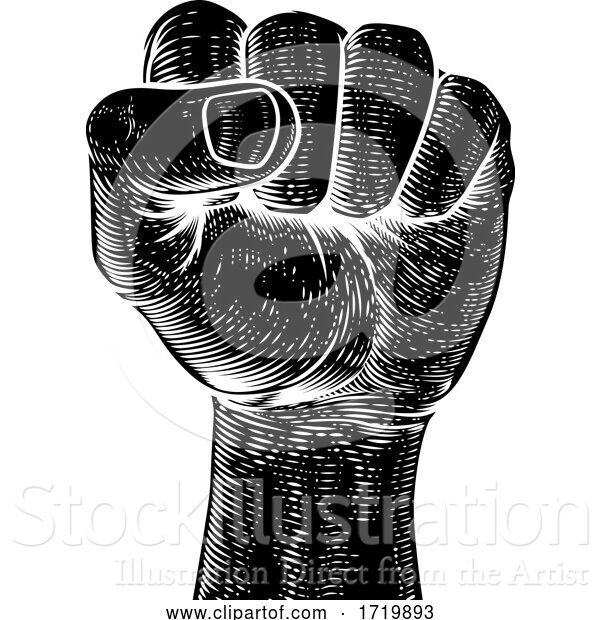 Vector Illustration of Fist in the Air Vintage Propaganda Poster Style