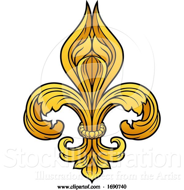 Vector Illustration of Fleur De Lis Gold Graphic Design