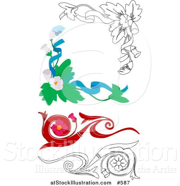 Vector Illustration of Floral Design Elements