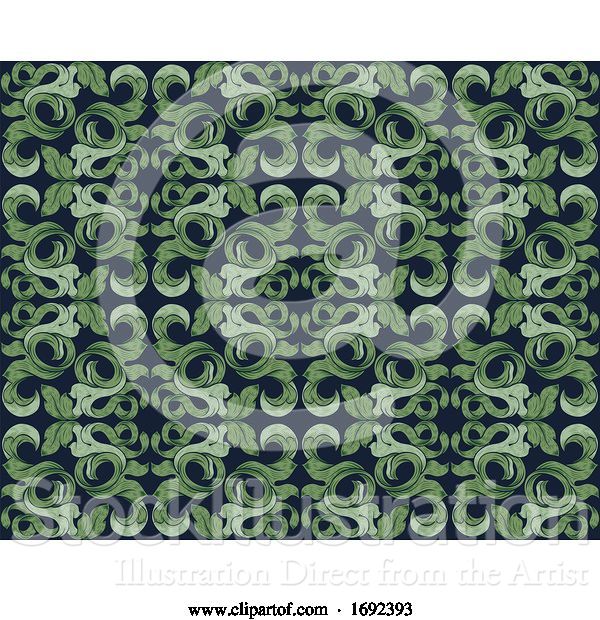 Vector Illustration of Floral Leaves Filigree Pattern Seamless Background